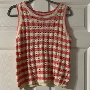 The Pants store Striped Pink and Cream Knit Tank Top